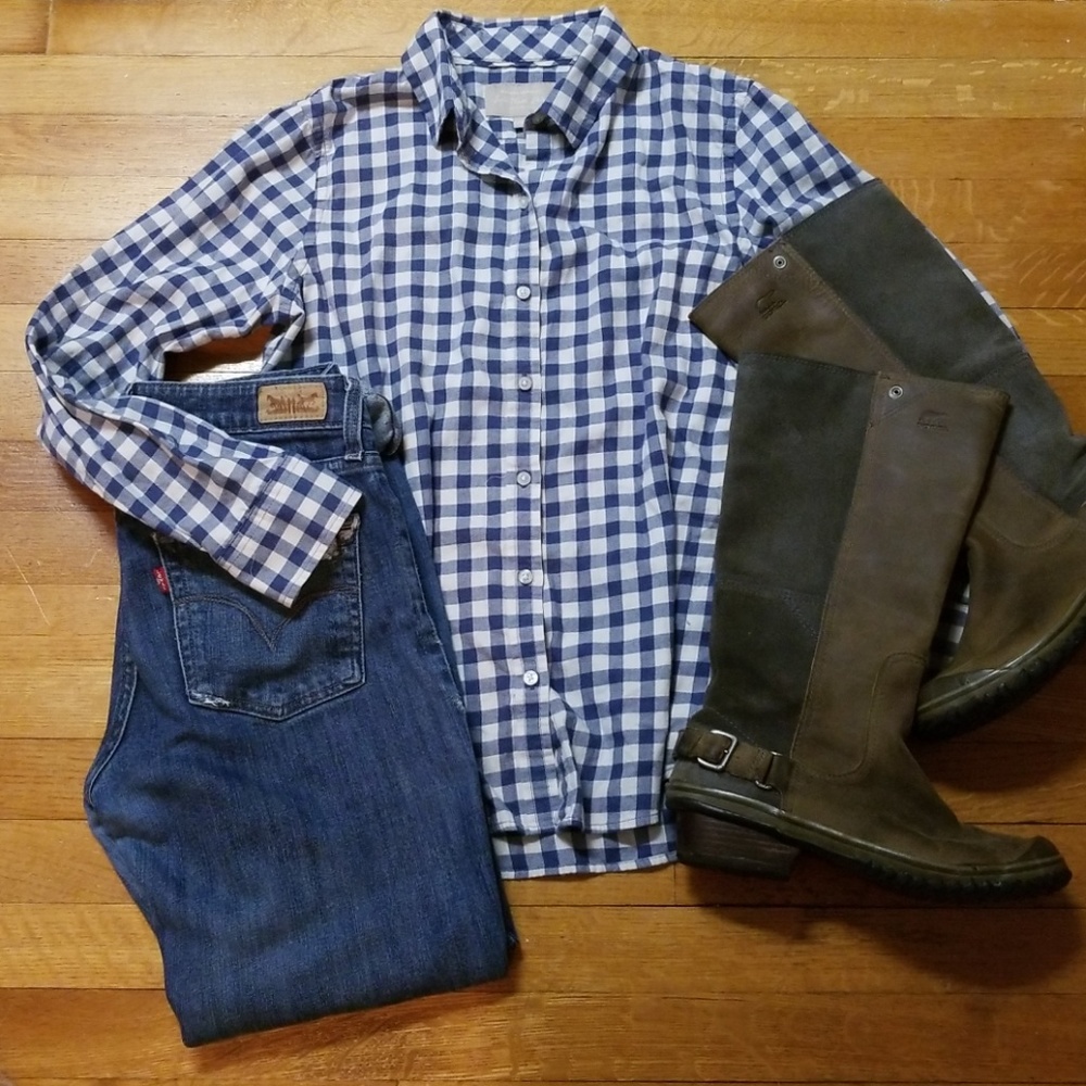 Blue and White Gingham 100% Cotton Shirt